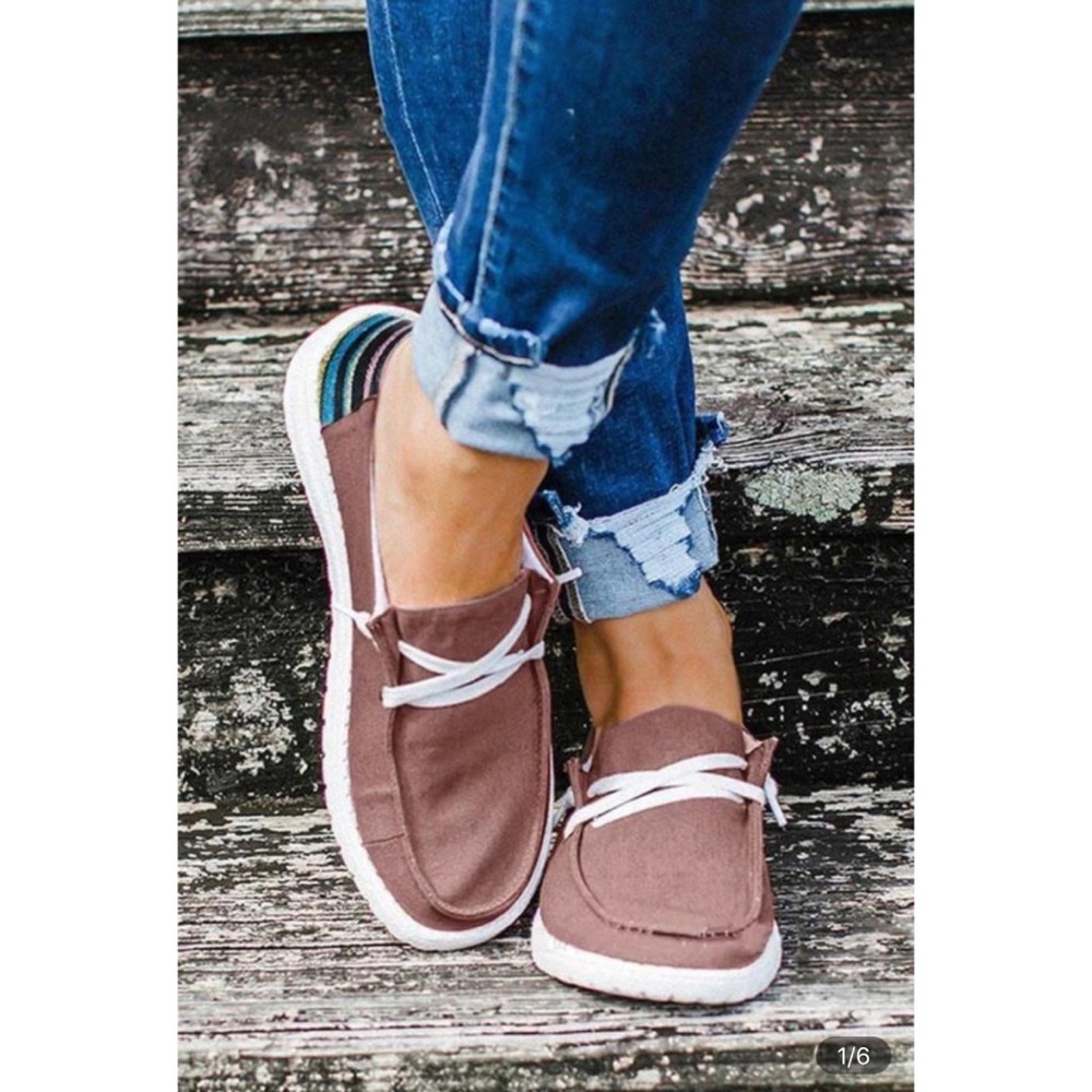 Pink Casual Western Pattern Lacing Up Loafers